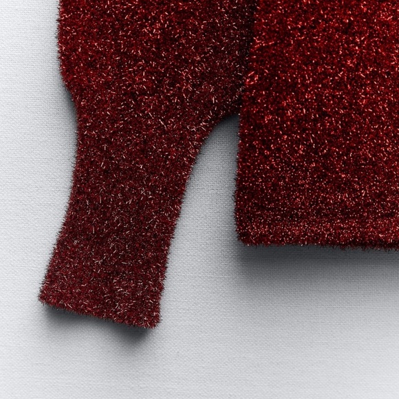 ZARA Bloggers Favourite Red Tinsel Knit Sweater  with Open Back Size Sma… - Picture 7 of 13